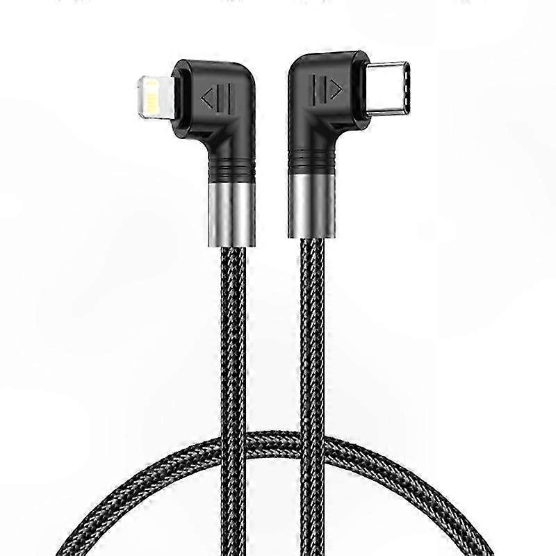 0,5 M Langes Usb-c-auf-lightning-schnellladekabel (30 W) Mit Nylonummanteltem Doppelwinkelstecker Und Datensynchronisationskabel