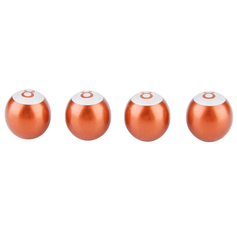 4 Stück Orangefarbene, Staubdichte Aluminium-reifenventilkappen Für Motorrad, Auto, Lkw, 8-ball