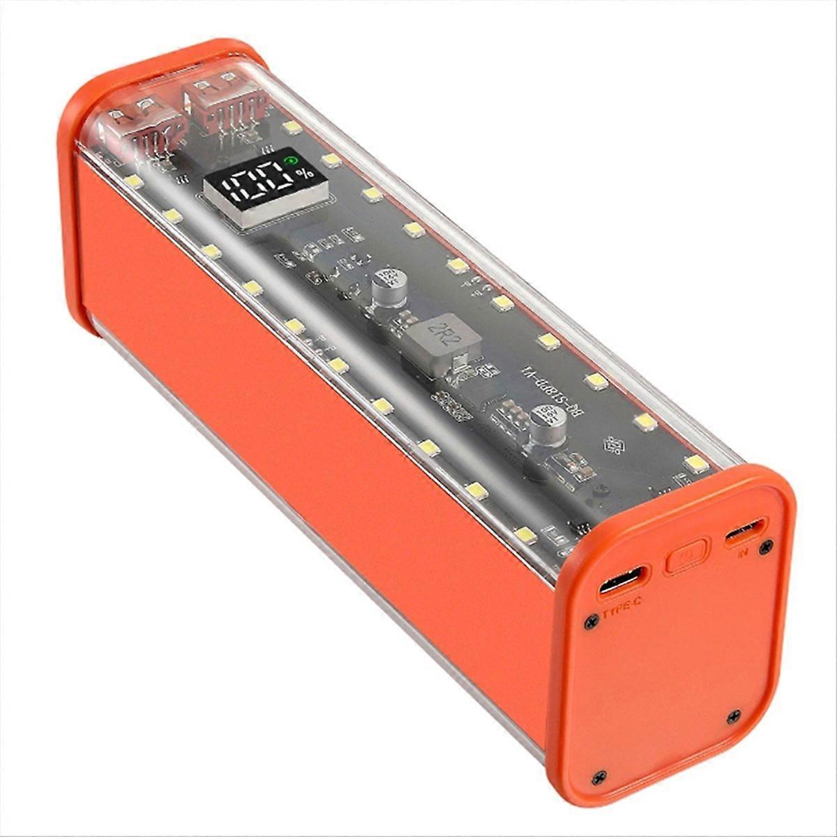 Selbstbausatz Für 18650-akkus Mit 8 Steckplätzen, Orangefarbene Powerbank, Wiederaufladbare Batteriebox, Lithium-batteriehalter, Individuelles Montagegehäuse, Tragbares Ladegerät Zum Selbstzusammenbau