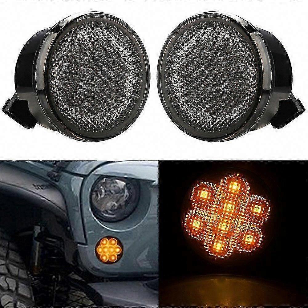 Gelbe Led-blinker Vorne Für Jeep Wrangler Jk 2007-2017, Seitenmarkierungsleuchten-set, Orange Farbe, Direkter Ersatz, Doppelbirne, Kompatibel Mit 2- Und 4-türigen Modellen, Wasserdicht Und Langlebig.