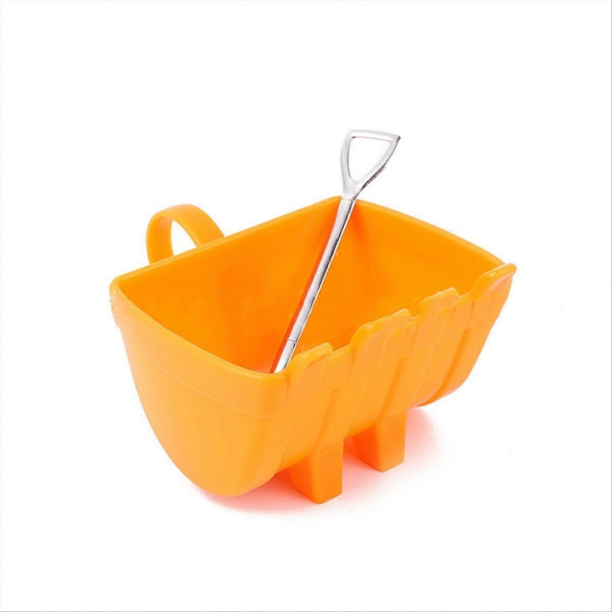Orangefarbener Baggerbecher Mit Löffel Für Kaffee Und Tee, Robuster Edelstahlbecher, Ideales Geschenk