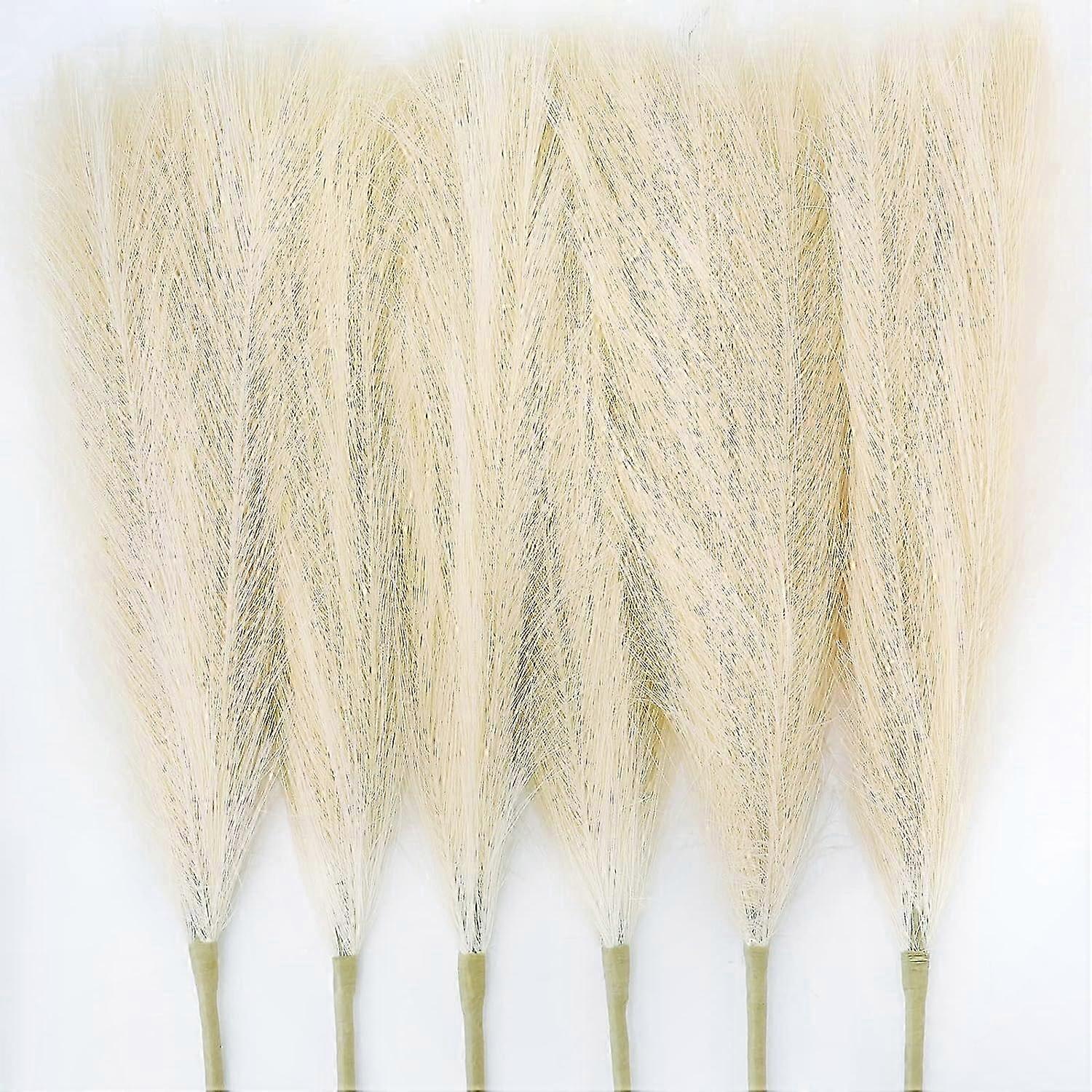 Strauß Aus 6 Künstlichen Grashalmen, 43–45 Cm, Flauschige, Getrocknete Kunstblumen, Schilfdekoration Für Zuhause, Hochzeiten Und Veranstaltungen