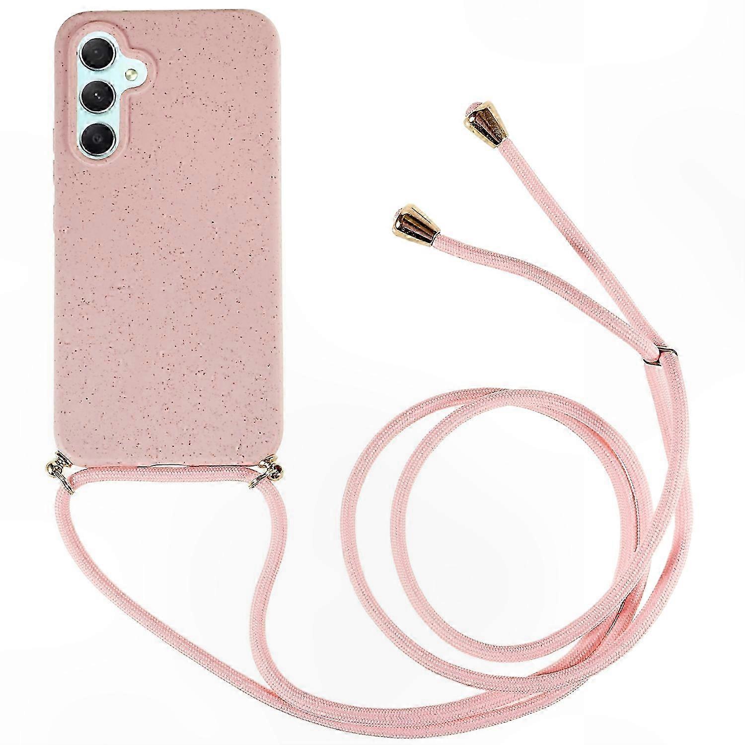 Umweltfreundliche Galaxy A56 5g Hülle, Biologisch Abbaubare Tpu-abdeckung Aus Weizenstroh, Rosa, Mit Langem Trageband, Stoßfeste Hülle Für Samsung A56