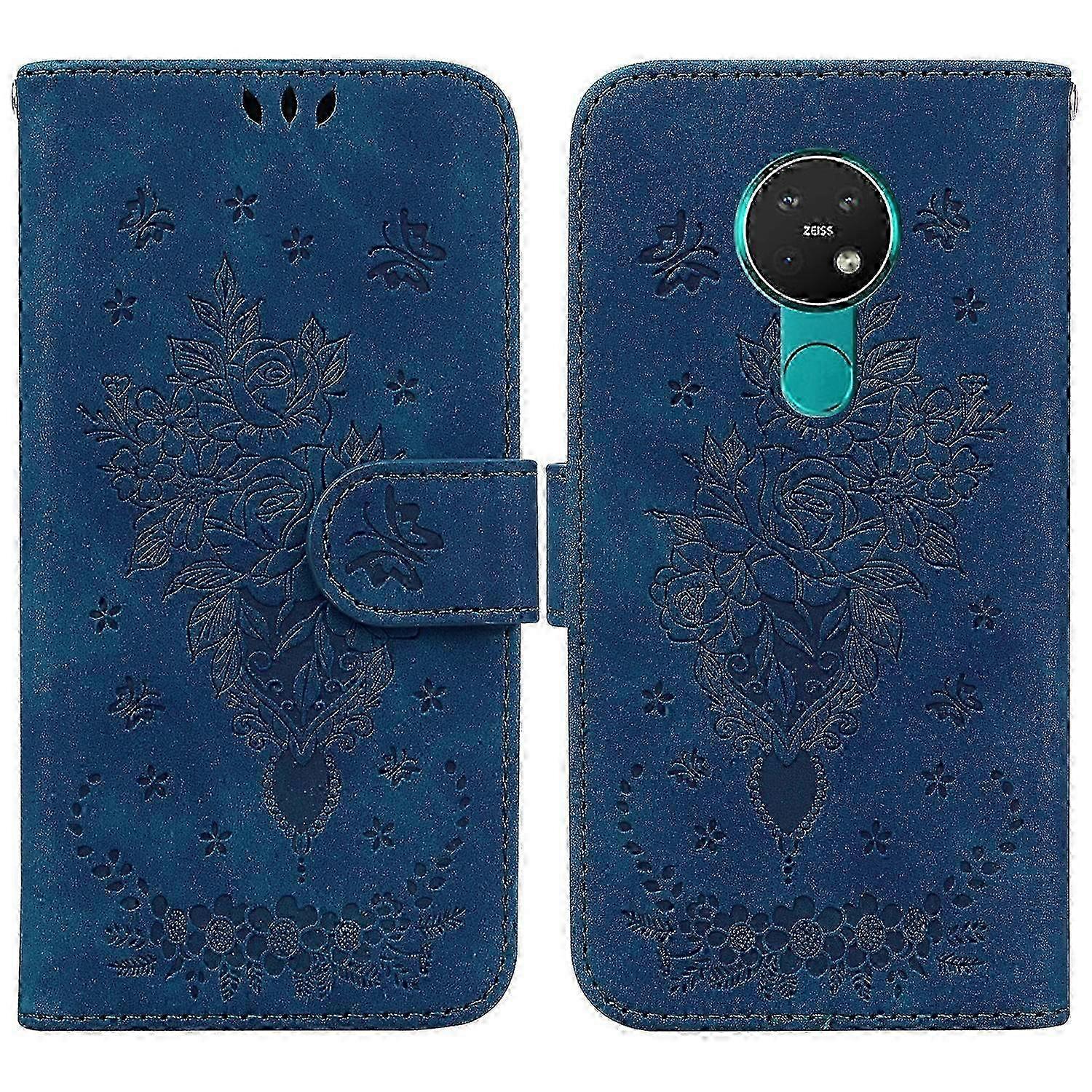 Echtlederhülle Mit Rosa Schmetterlingsprägung Für 6,2/7,2 Zoll - Premium-schutzhülle Für Smartphones