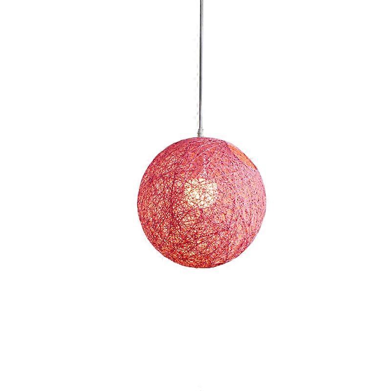 Kugelförmige Pendelleuchte Aus Rosa Bambus Und Rattan, Gewebter Nestlampenschirm Für Das Wohnzimmer, Warme Dekoration, Handgefertigte Leuchte.