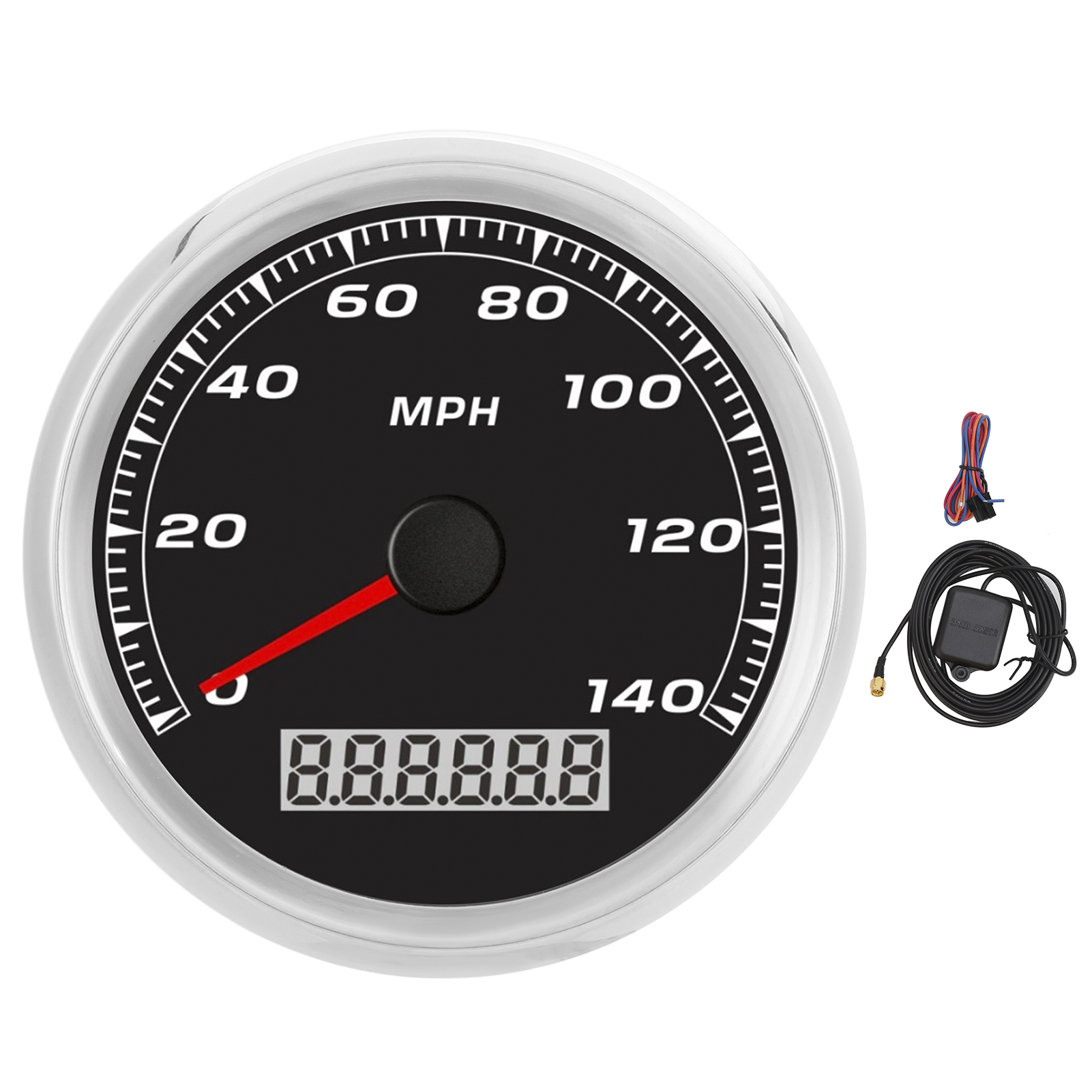 3,3-zoll-gps-tachometer, Kilometerzähler Bis 140 Mph, Lcd-bildschirm, Rote Hintergrundbeleuchtung, Ip67 Wasserdicht, Universell