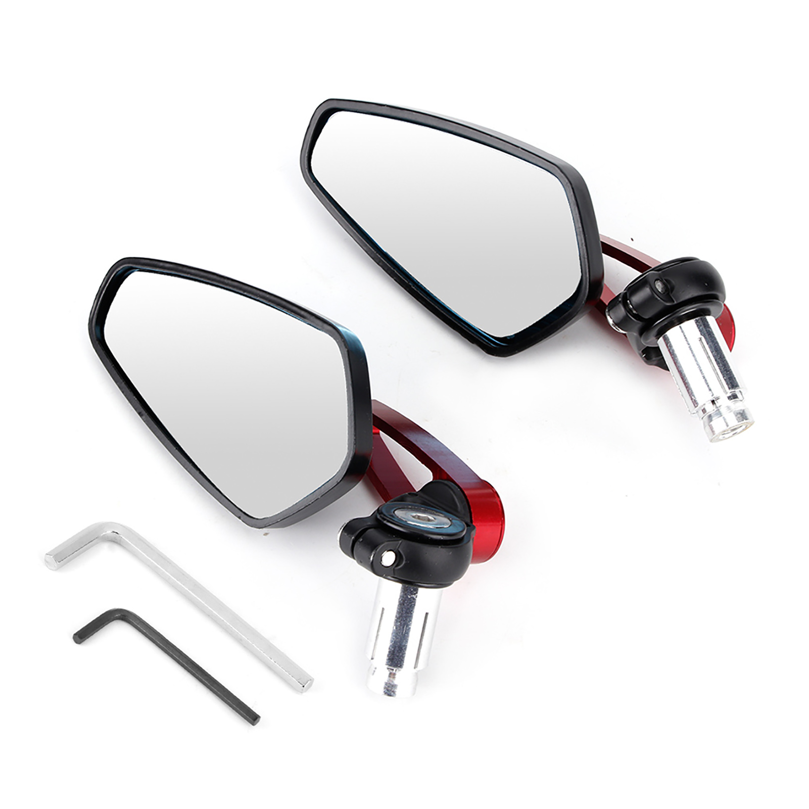 2 Cnc-gefräste Motorradspiegel Aus Aluminium, Flache Hintere Seitenspiegel, Rotes Zubehör