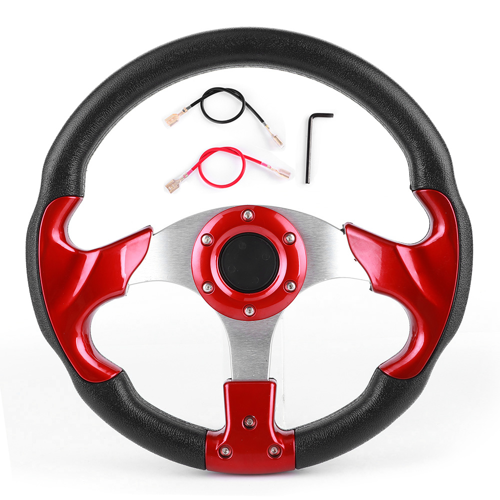 Rotes Pvc-rennlenkrad 320 Mm/12,5 Zoll Mit Hupenknopf, Universelles Auto-tuningteil