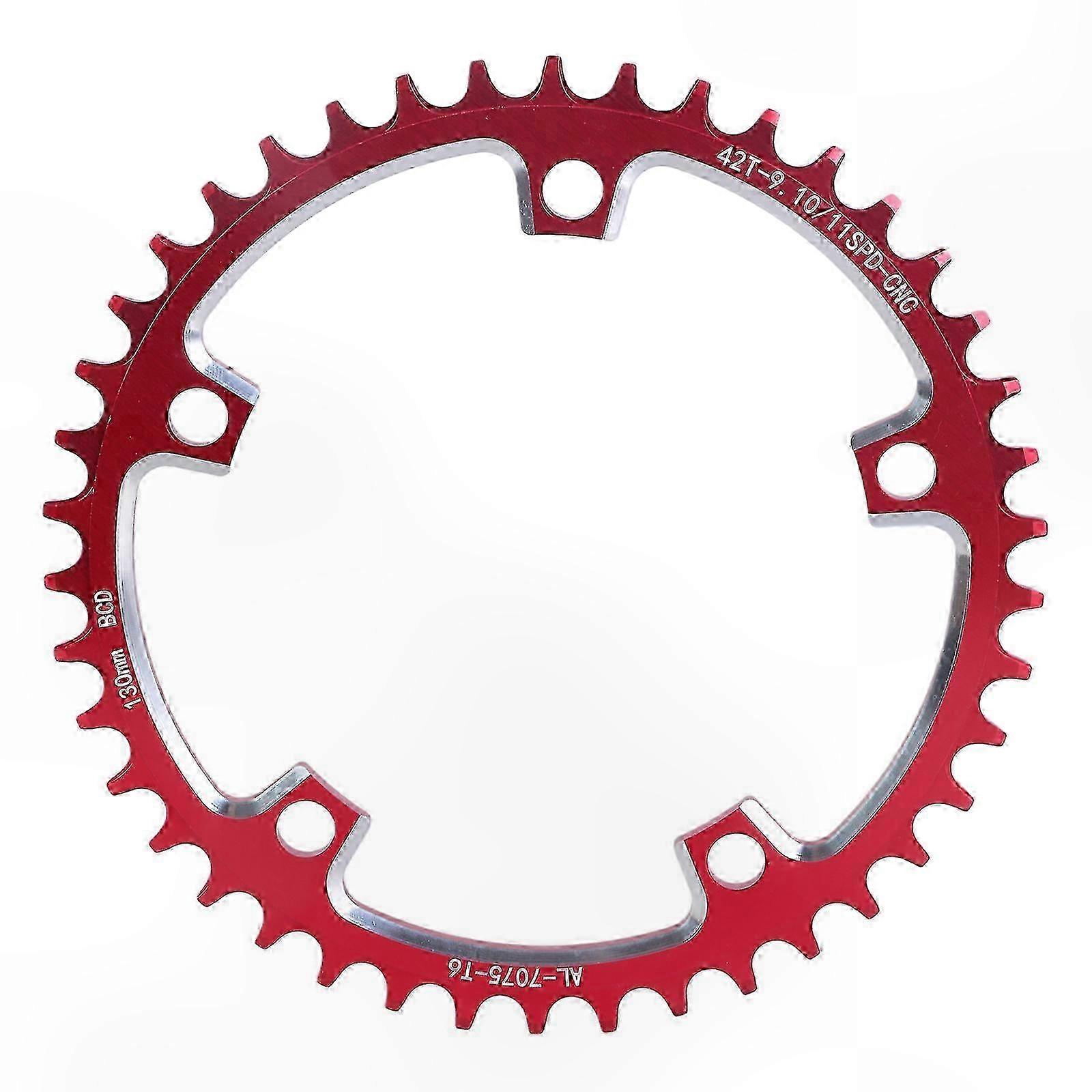 Fixie Für Fahrräder, 110 Bcd, 5 Löcher, Narrow-wide-profil, Rote Tönung, Starres Kettenblatt, Kompatibel Mit Schaltungen.