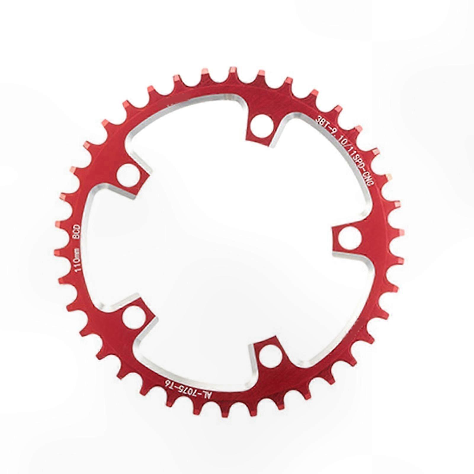 Direktmontage-kettenblatt Für Fahrräder, 110 Mm Lochkreis, 5 Löcher, Schmal-breite Zähne, Rot, Kompatibel Mit Getrieben, Leistungsoptimiert.