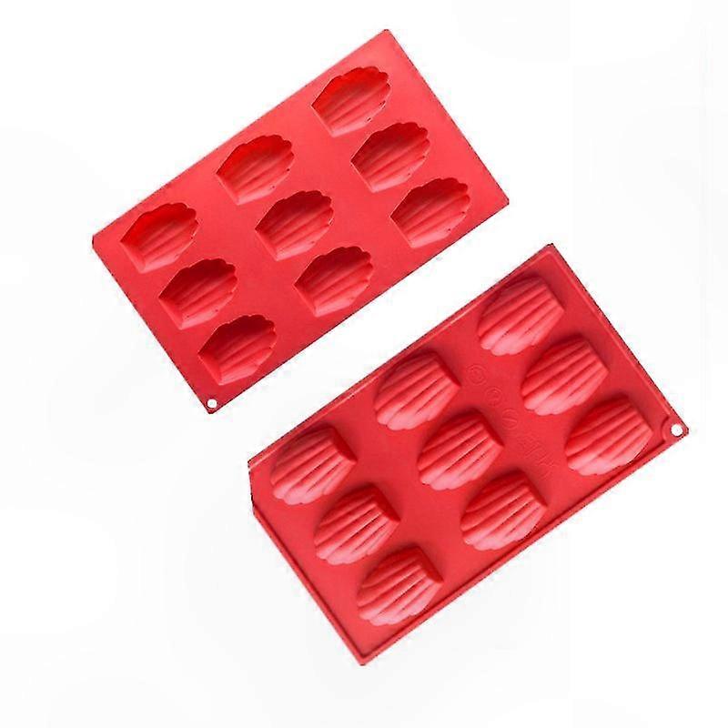 Silikonform In Muschelform Mit 9 Antihaftbeschichteten Mulden Für Mini-madeleines, Ideal Zum Backen Von Schokolade, Kuchen, Pralinen Und Keksen (rot)