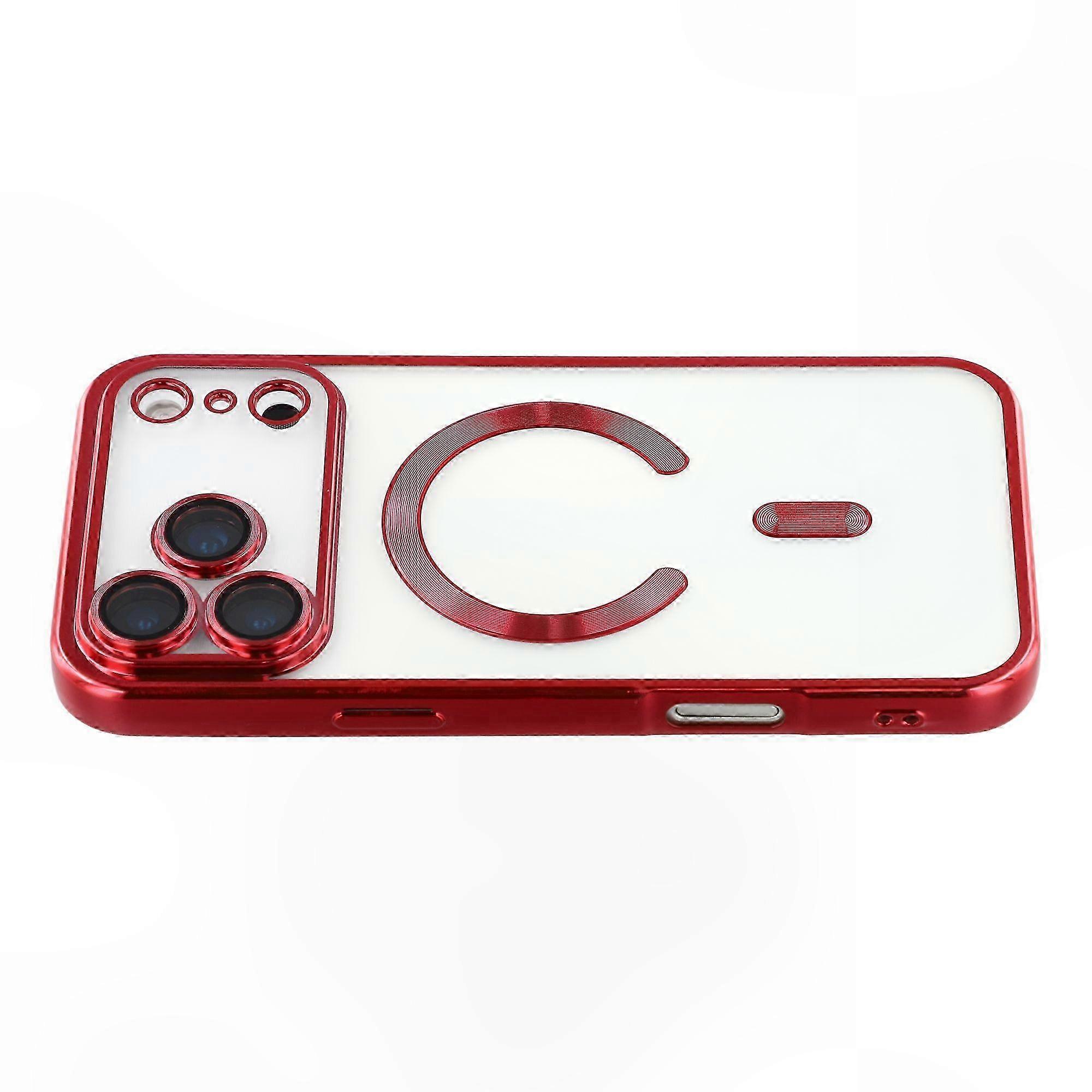 Galvanisierte Tpu-hülle Für Iphone 17 Pro, Kompatibel Mit Magsafe, Linsenschutzfolie, Rot, Schlanke Und Robuste Hülle.