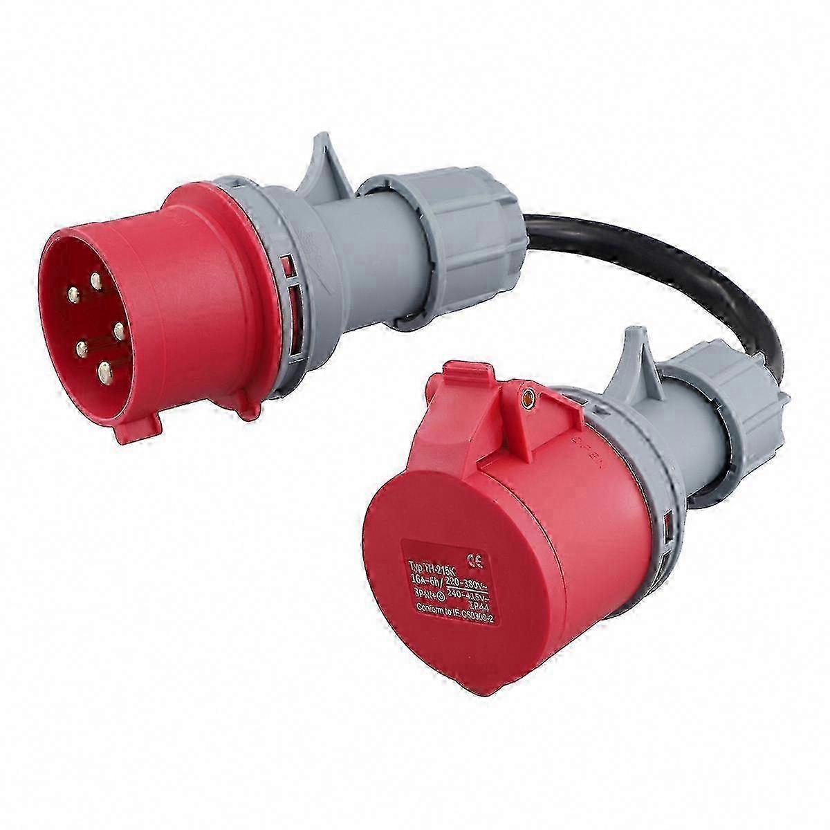 Cee 32a Stecker Auf 16a Buchse Adapter, 5 Rote Pins, Ve 400v Ladeverlängerungskabel, Industriestecker Ausführung 0711, Robuste Elektrische Verbindung.