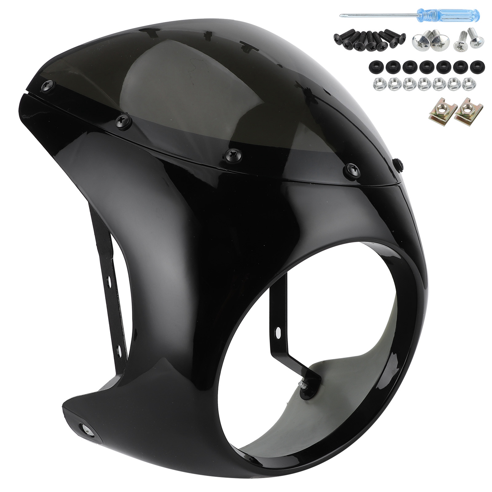 7-zoll-universal-motorrad-windschutzscheiben-windabweiser (glänzend Schwarze Linse)