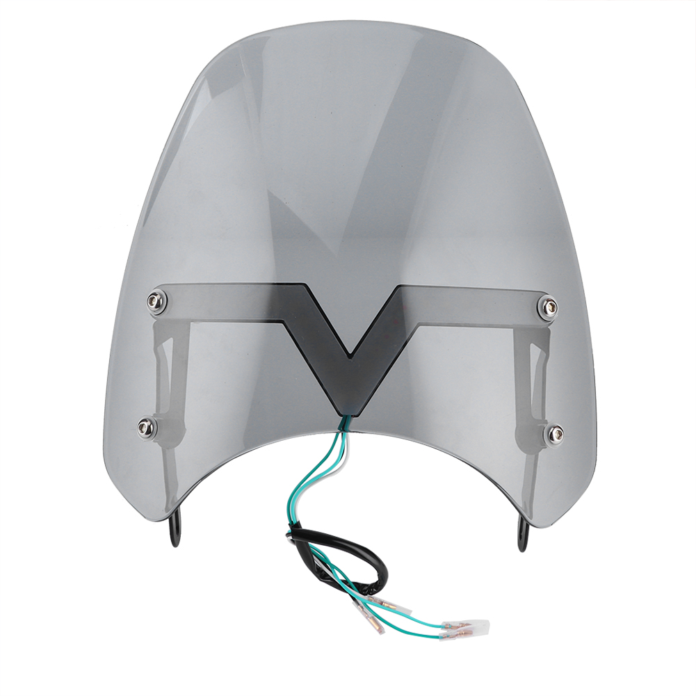 Motorrad-frontscheibe Mit Integrierten Led-blinkern, Schwarzer Windabweiser, Kompatibel Mit Yamaha.