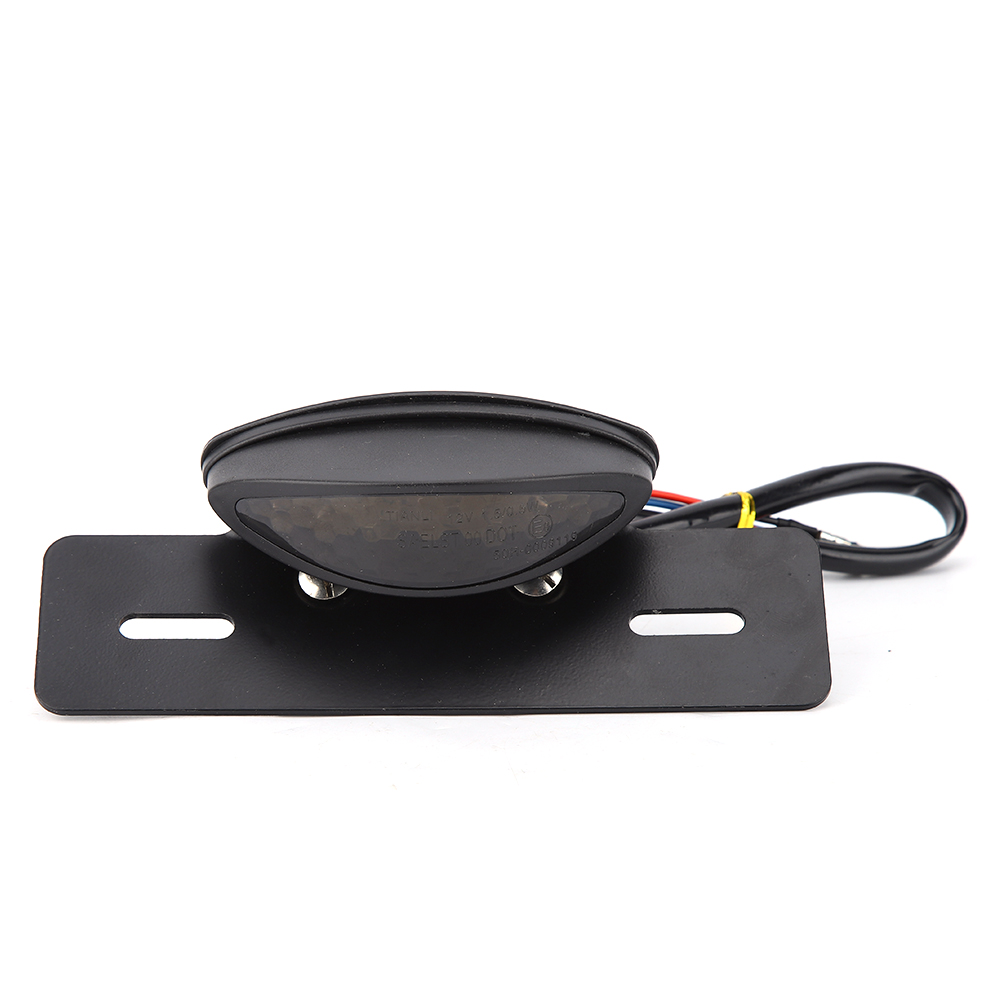 Universelle Retro-led-motorradrückleuchte Mit Integriertem Kennzeichenhalter Und Blinkern, Schwarz