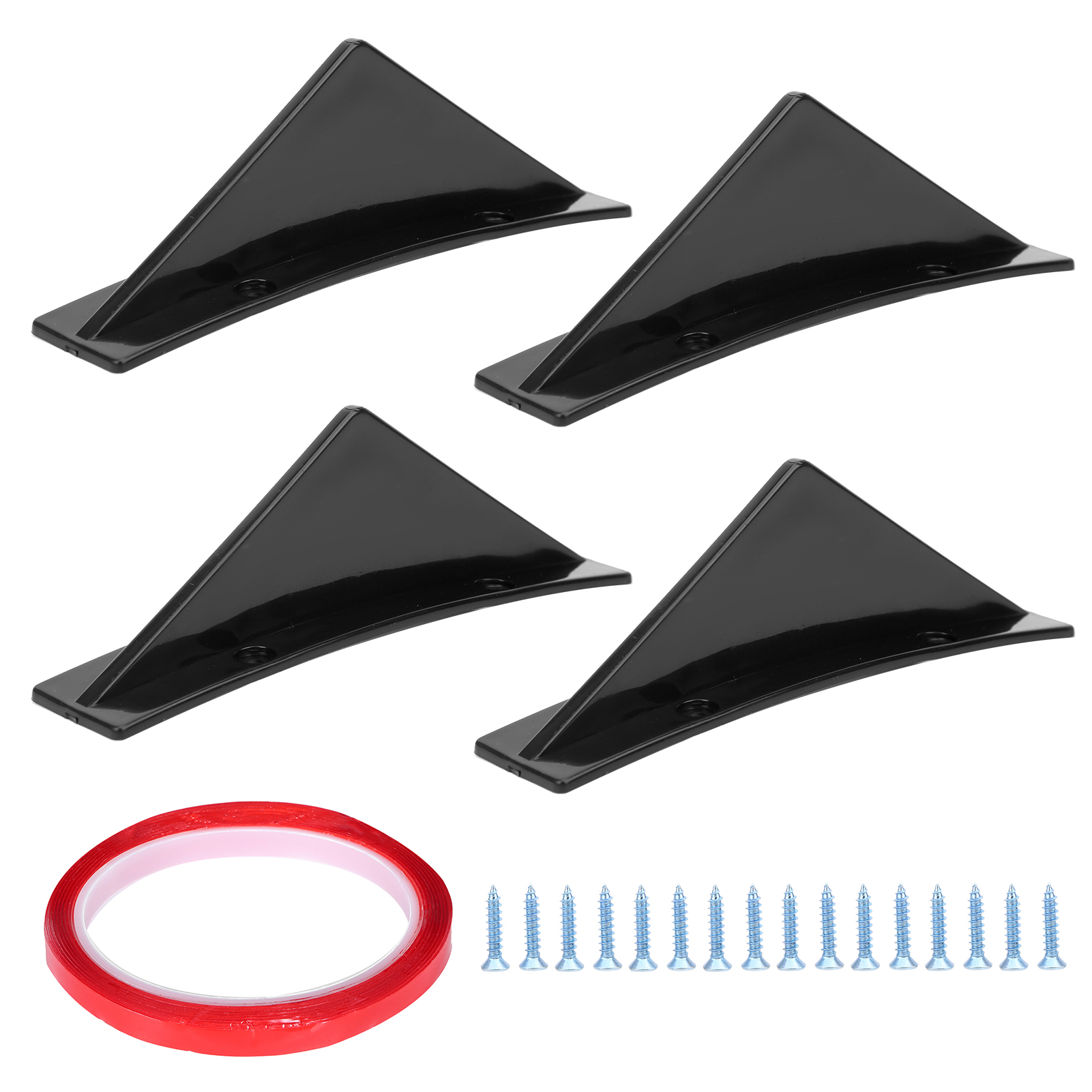 4-teiliger Heckstoßstangenspoiler-satz Inklusive Schrauben, Universeller Auto-diffusor, Glänzend Schwarz