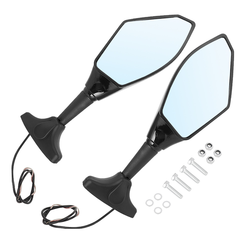 2 X Led-rücklichtabdeckungen Für Modifizierte Motorrad-rückspiegel, Schwarz, Mit Integrierten Leuchtmitteln