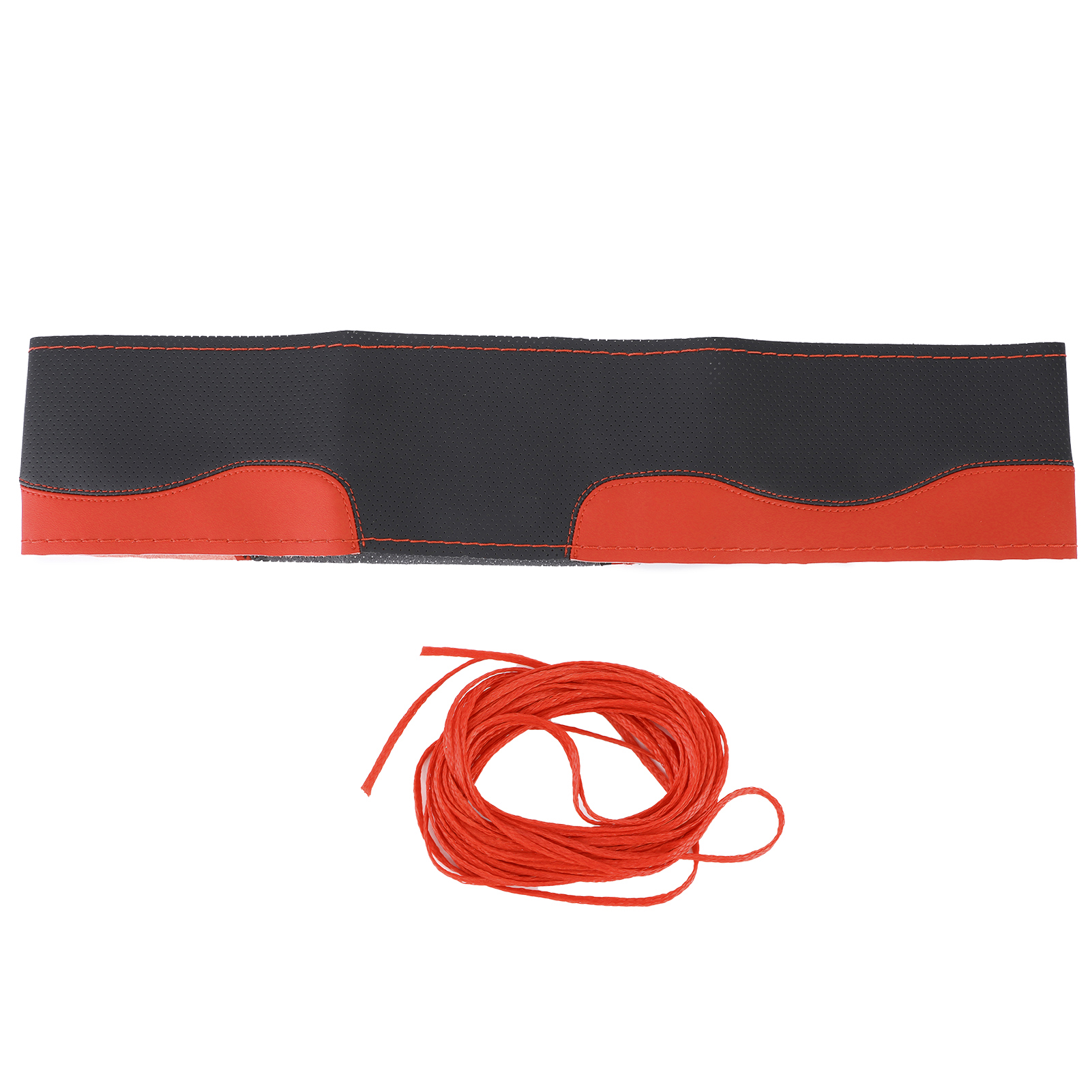 Universeller 15-zoll-lenkradbezug, Perforiertes Mikrofaserleder, Selbstnähend (schwarz-orange)