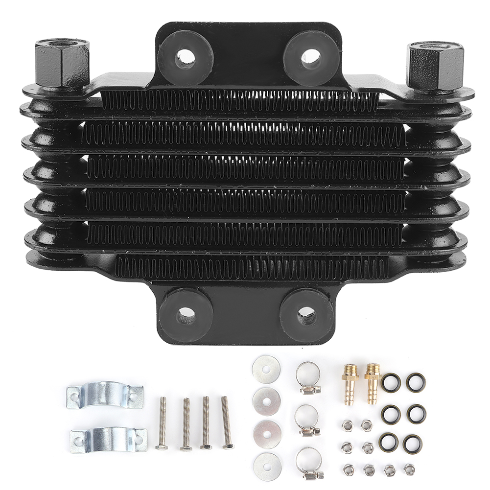 6-reihiger Schwarzer Motorölkühler Für Motorräder, Quads Und Atvs Mit 125-250 Cm³ Hubraum.