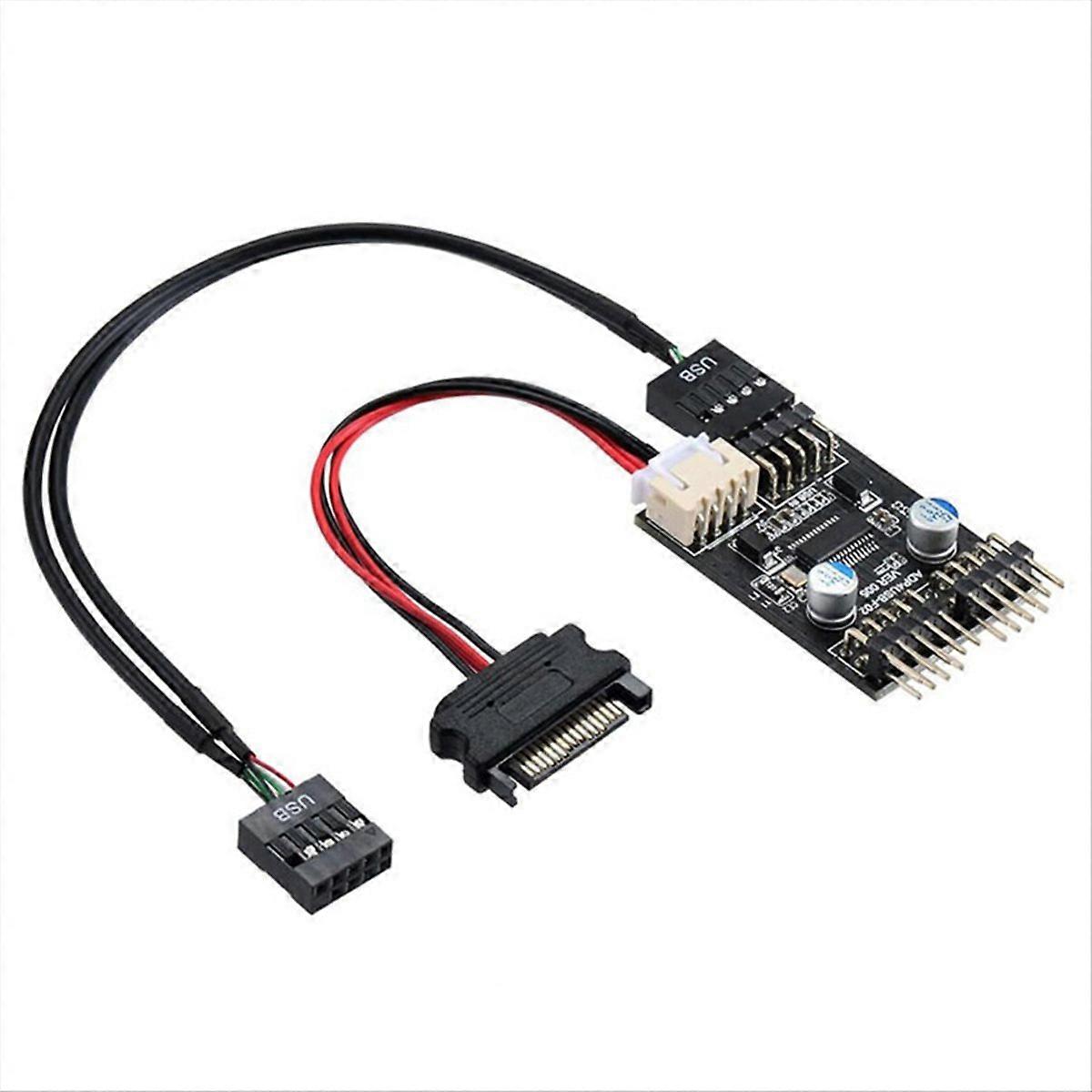 9-pin-auf-2-port-usb-adapterkabel, Erweiterbarer Usb-hub, Stecker-buchse, Für Pc Und Peripheriegeräte, Schwarz, Kompatibel Mit Mehreren Geräten.