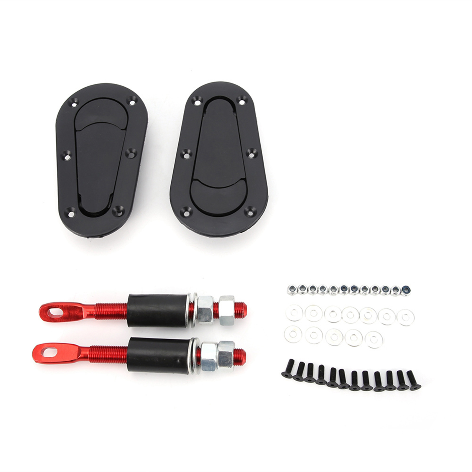Universal Racing Bonnet Plus Flush Hood Locking Pin Key Kit Schwarz, Ohne Schloss