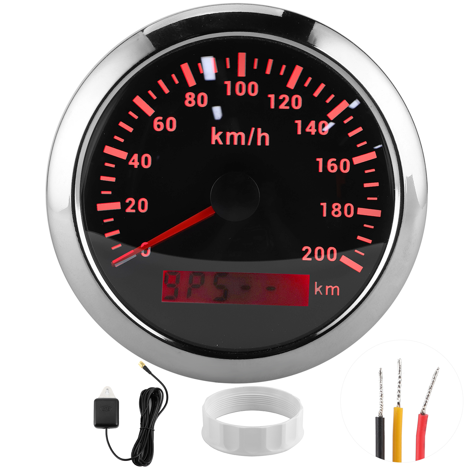 85-mm-gps-tachometer Bis 200 Km/h, Wasserdichter Kilometerzähler Für Boot, Auto, Yacht, Motorrad – Schwarzes Zifferblatt.