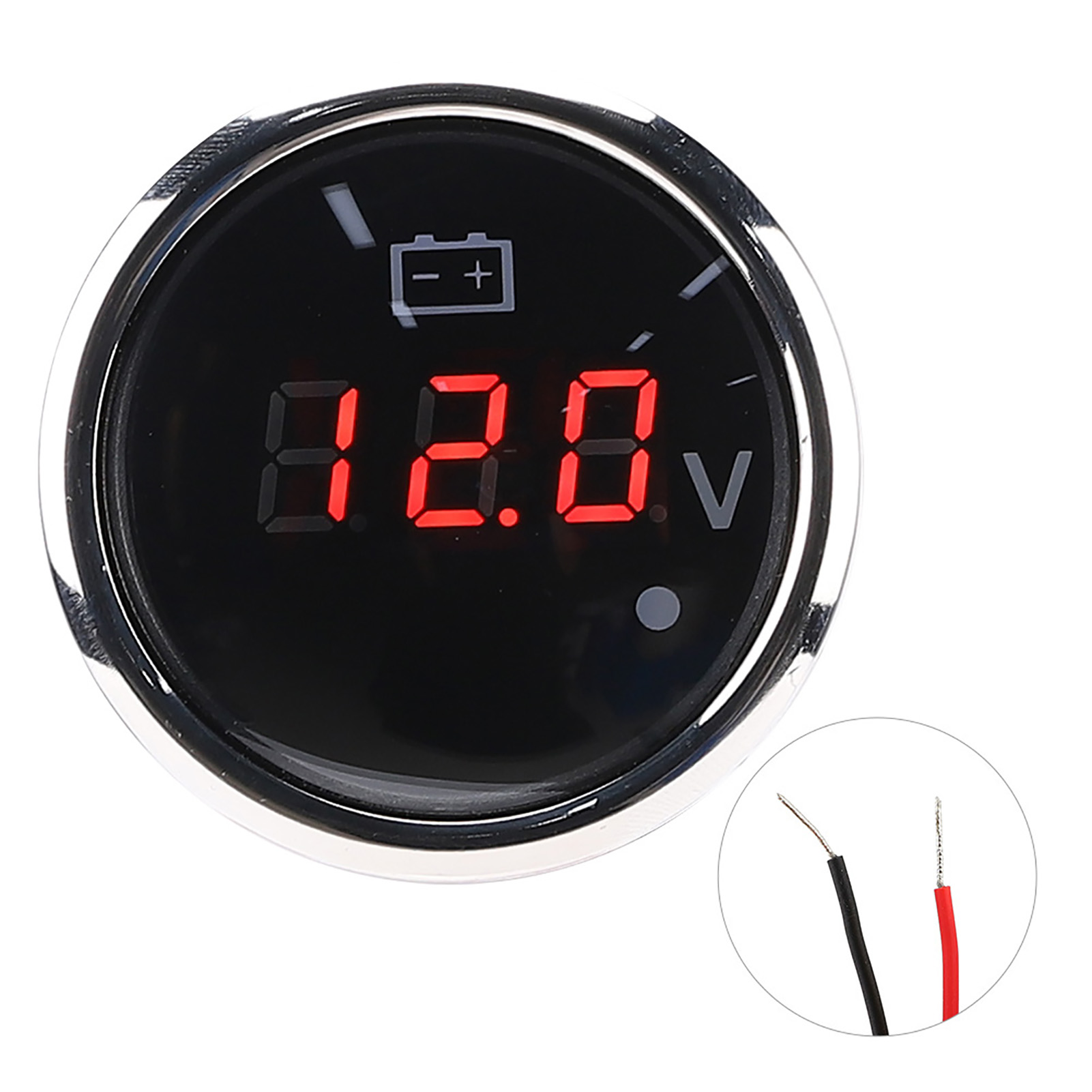 2-in-1 Batteriespannungsanzeige, Digitale Led-anzeige, Ip67 Wasserdicht, Universeller Smart-alarm Für Boot/auto, Schwarz.