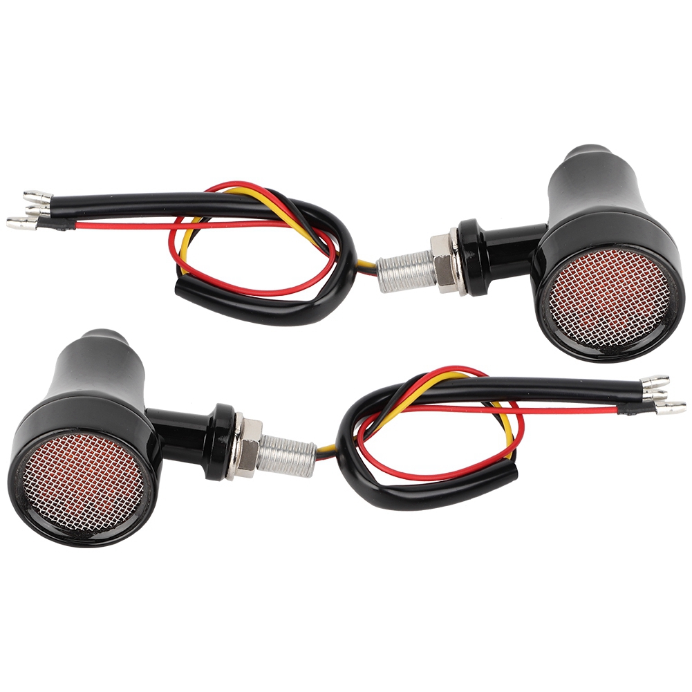 Retro-motorrad-led-blinker Mit Metallgitter, Schwarzem Bremslicht, Blinkbirne Und Stahlgehäuse