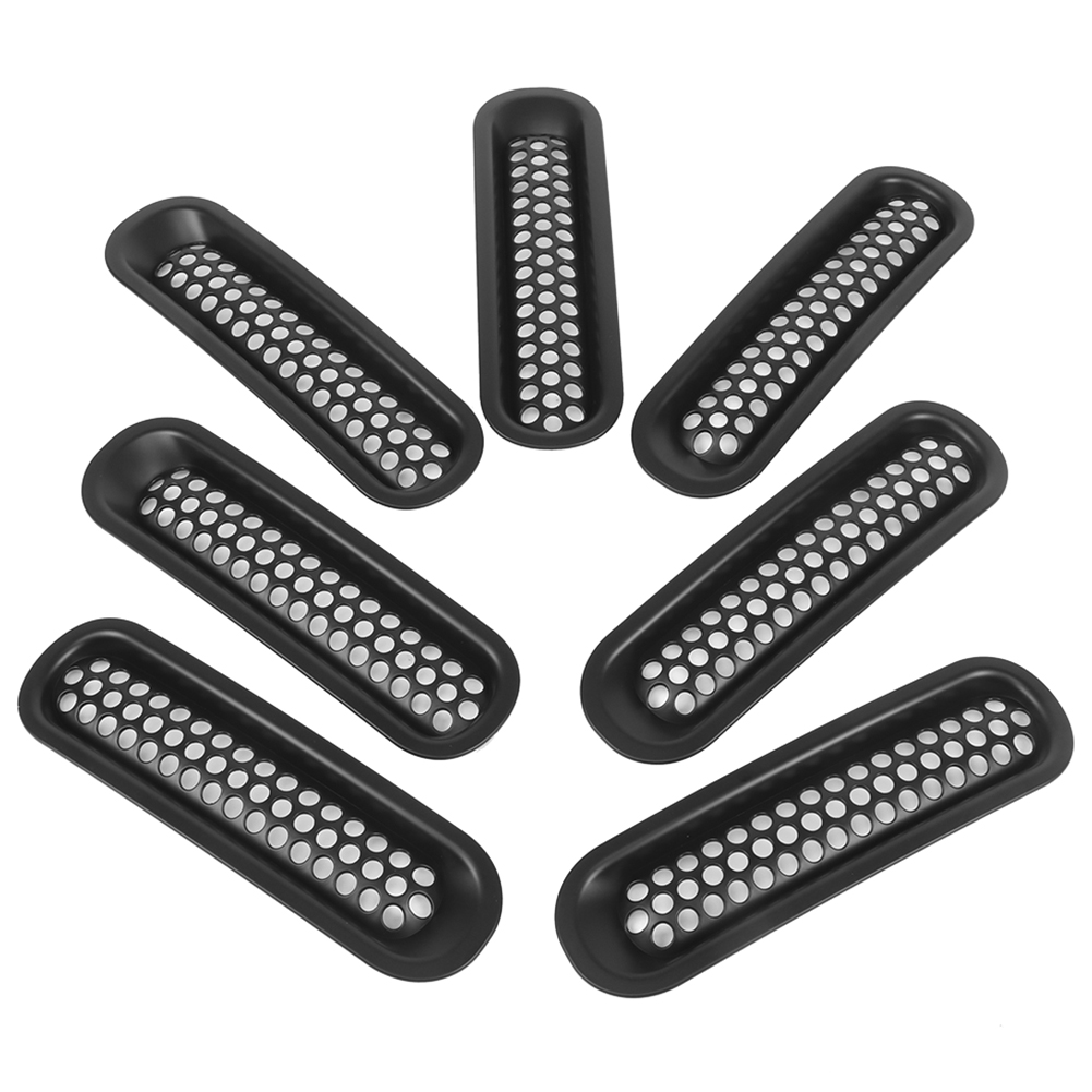7-teiliger Abs-frontgrill Aus Schwarzem Mesh, Kompatibel Mit Jeep Wrangler 2007-2018