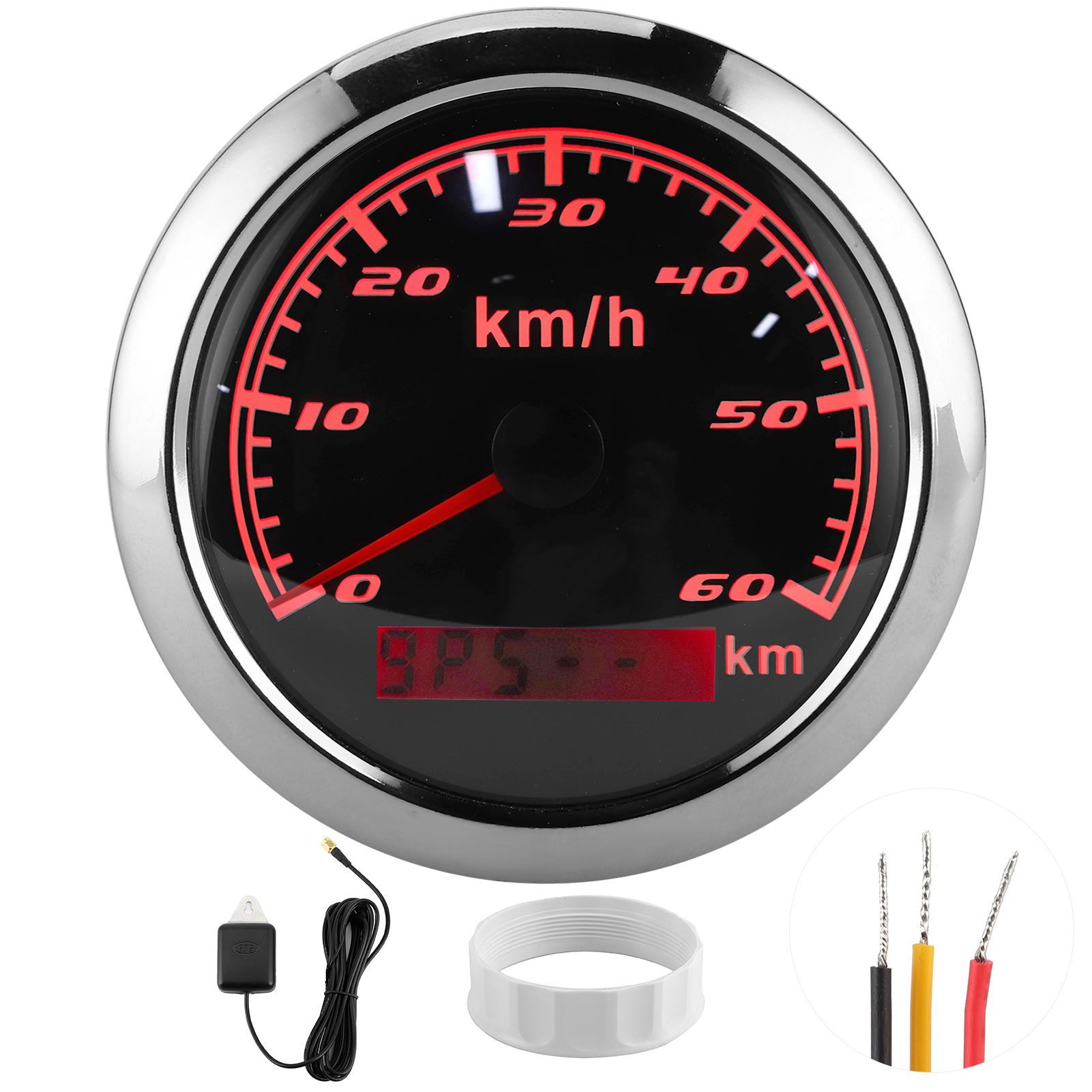 Universeller 85-mm-gps-tachometer (60 Km/h), Wasserdicht Nach Ip67, Für Boote, Yachten, Autos Und Motorräder – Schwarzes Zifferblatt