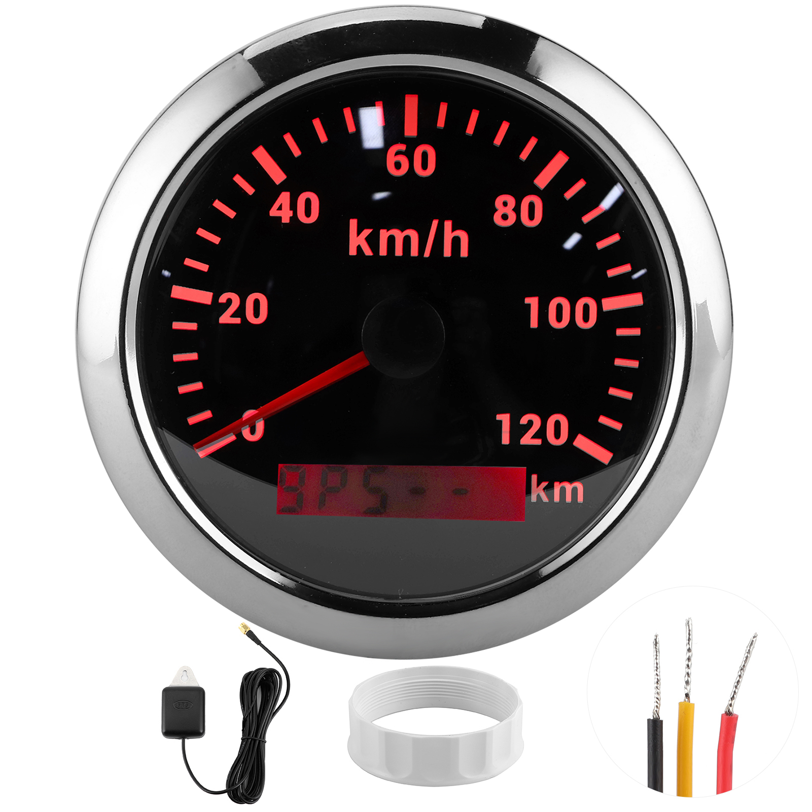 120 Km/h 85-mm-gps-tachometer Für Boote, Yachten, Außenbordmotoren, Autos, Motorräder Und Baumaschinen – Schwarzes Zifferblatt