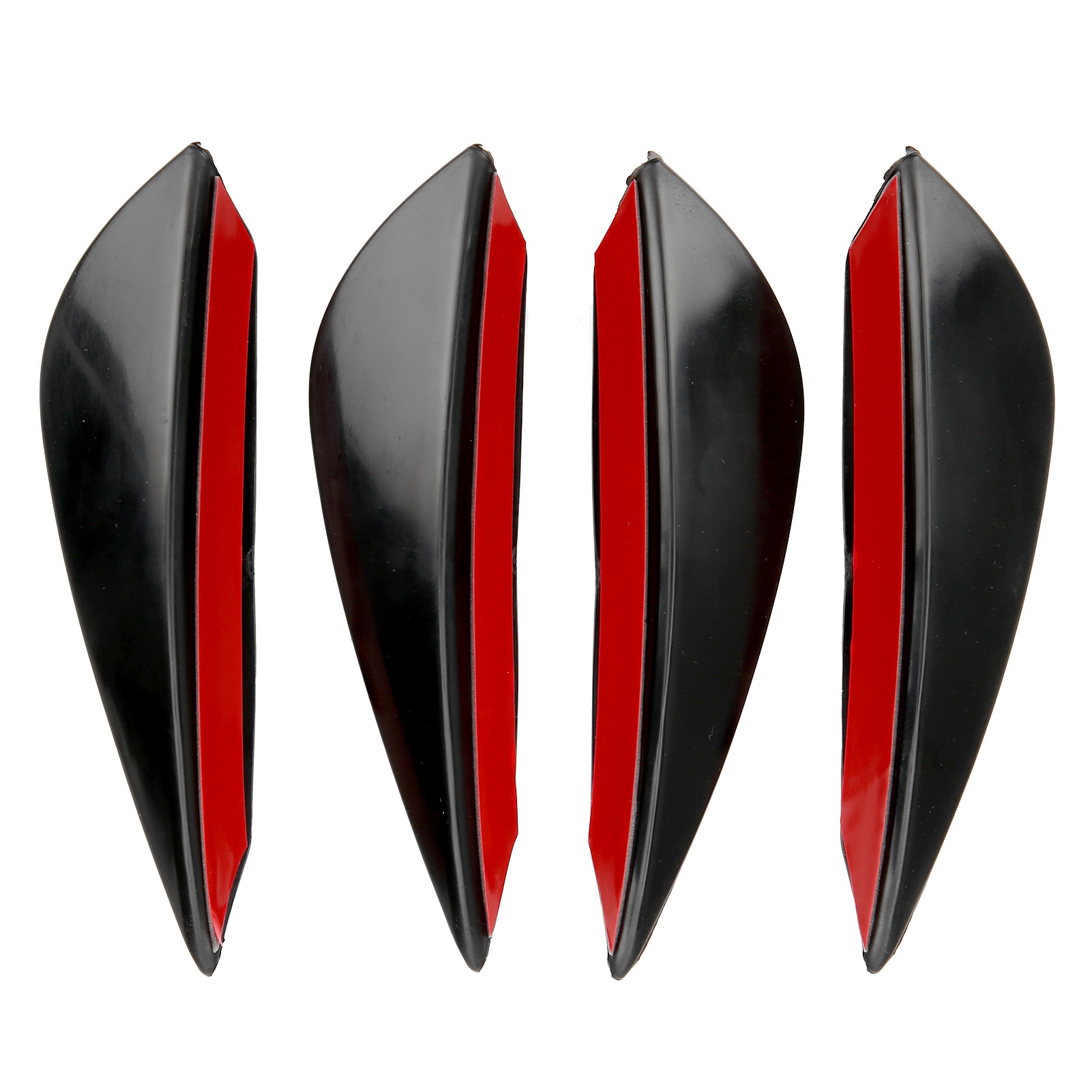 4 Universelle, Glänzend Schwarze Pvc-diffusoren, Klebeform, Frontstoßstangen-spoiler-set, 4-teilige Aerodynamische Stoßstangenmodifikation