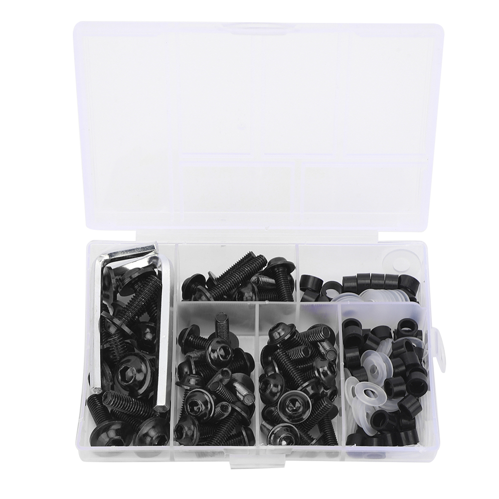 158-teiliger Universal-verkleidungsschraubensatz Mit Dichtung Und Schraubenschlüssel, Schwarz, Motorradzubehör.