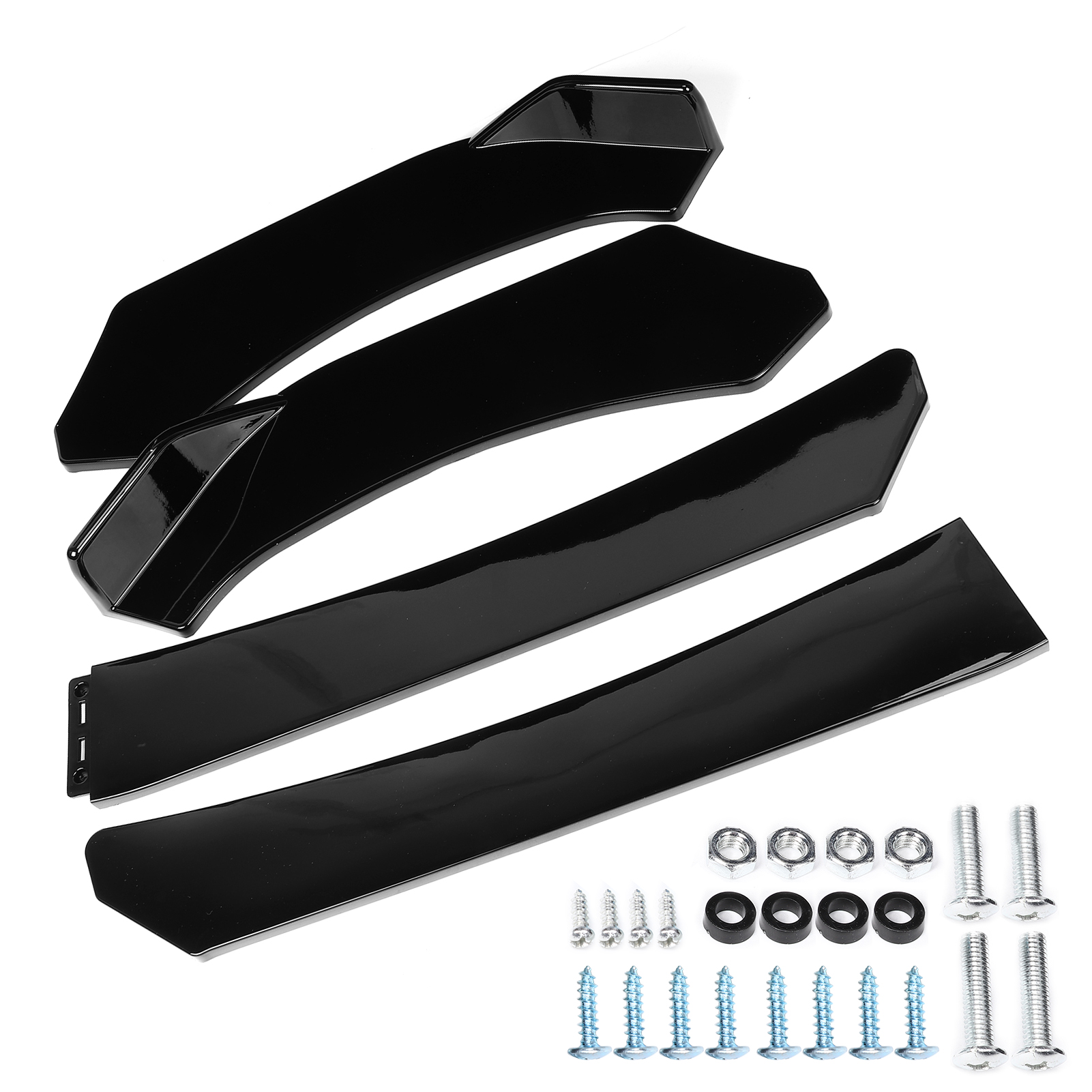 4-teiliges Universelles Frontstoßstangen-spoiler-set, Schwarze Abs-diffusorlippe, Karosseriezubehör