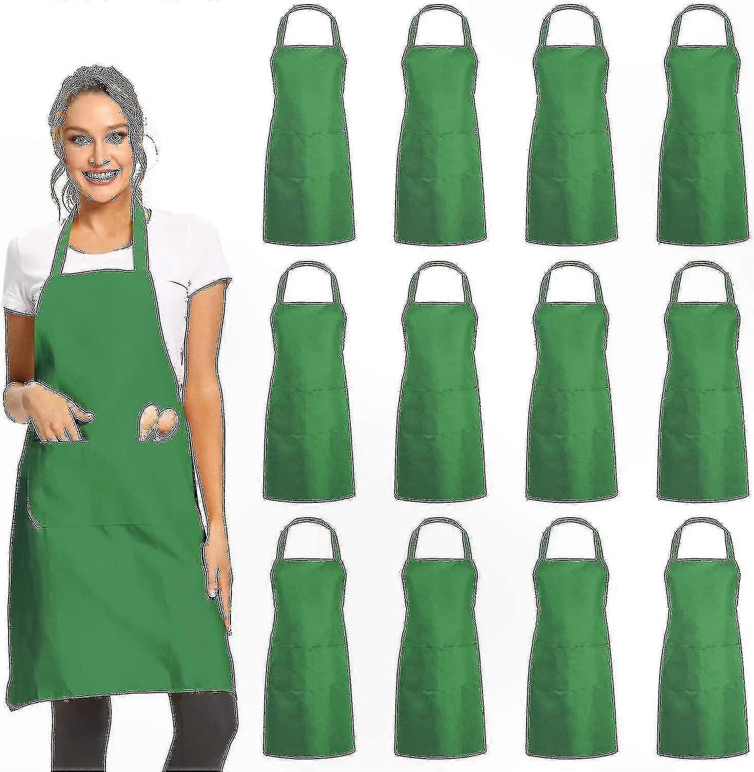 Set Mit 12 Schwarzen Unisex-schürzen Mit Taschen – Arbeitskleidung Für Profiküchen, Kochschürze Mit Taschen