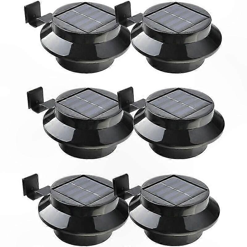 Set Mit 6 Schwarzen Led-solarleuchten Für Dachrinnen, Zäune, Dächer, Gärten, Höfe Und Mauern, Eigenständige Außenbeleuchtung