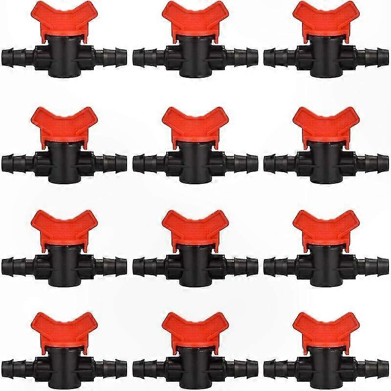 12er-pack Gartenschlauchanschlüsse, 16-mm-wasserregelventile Aus Kunststoff Für Bewässerungssysteme Im Außenbereich (schwarz Und Rot)
