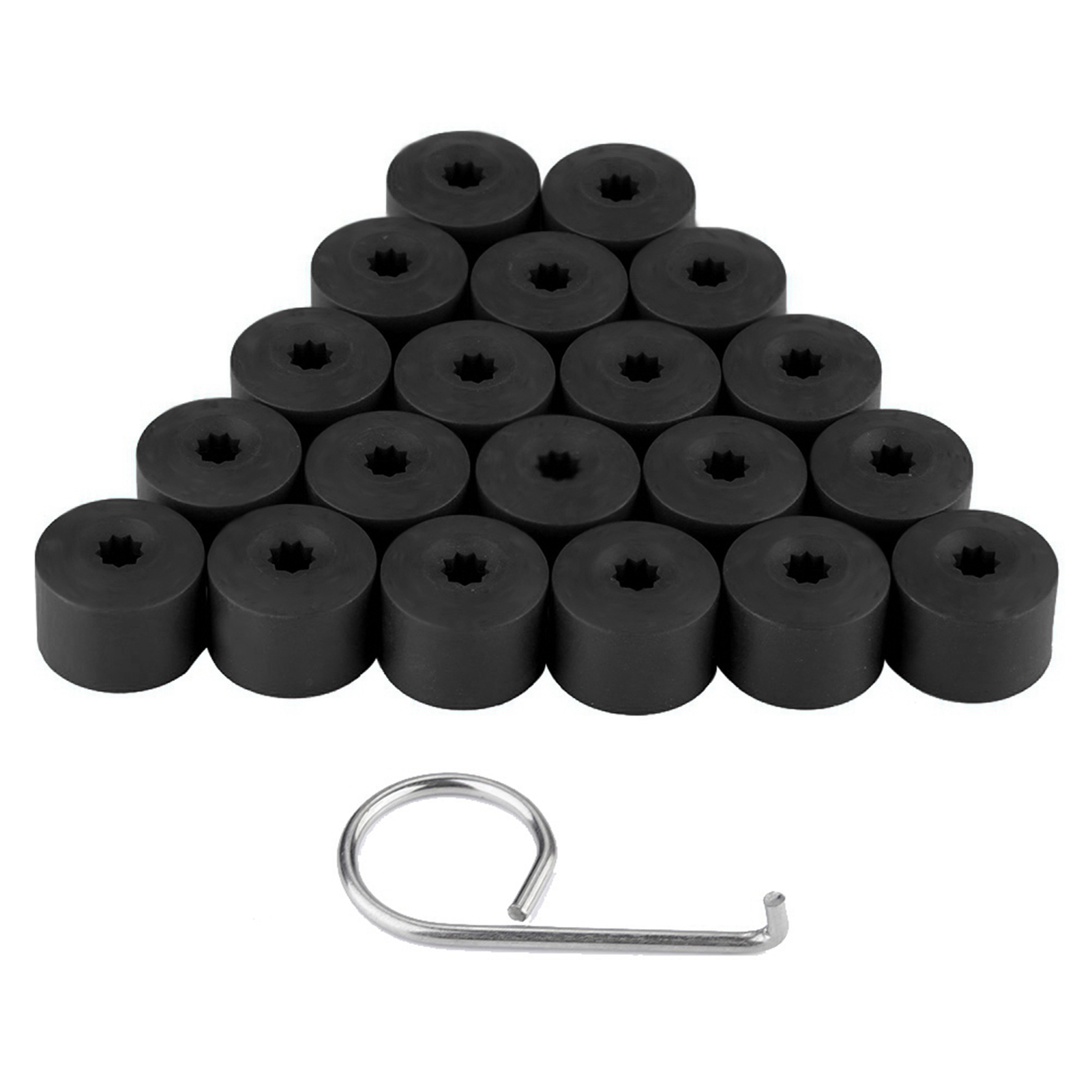 20 Stück 17-mm-radmuttern, Schwarze Diebstahlsicherungs-radkappen, Sicherheitsschraubenabdeckungen