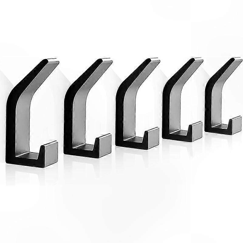 Wasserfeste, Selbstklebende Aluminiumhaken, Schwarz, Zur Wandmontage Für Handtücher Und Bademäntel, Ideal Für Küche, Bad, Kleiderschrank, 5er-pack