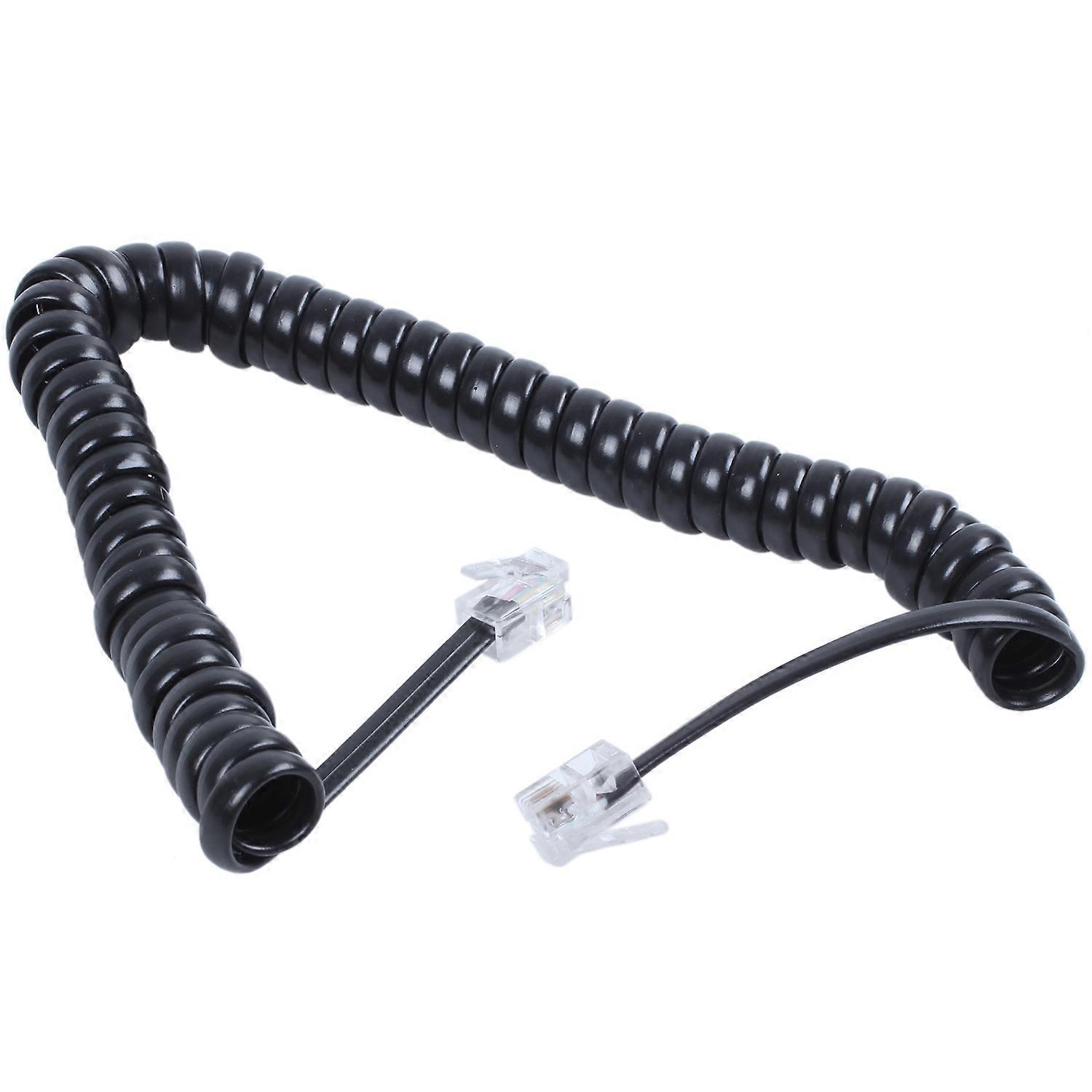 Ausziehbares Spiral-telefonkabel Rj9 4p4c, Schwarz, Für Mobilteile, Flexibles Ersatzkabel