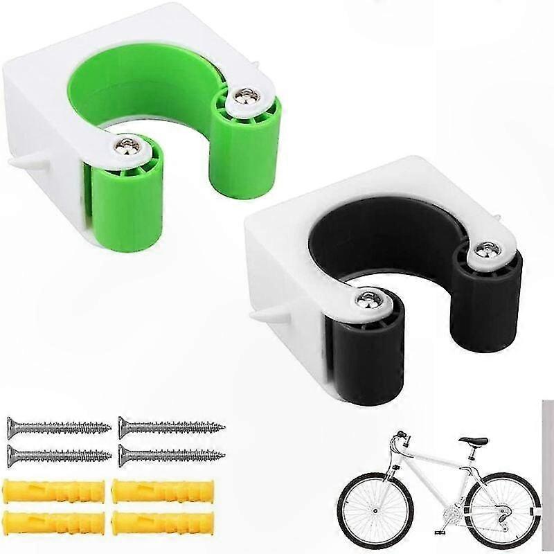 Set Mit 2 Wandmontierten Fahrradständern, Kreatives, Leichtes Kunststoffband Mit Schrauben, Für Garage Und Wohnzimmer (schwarz, Grün)