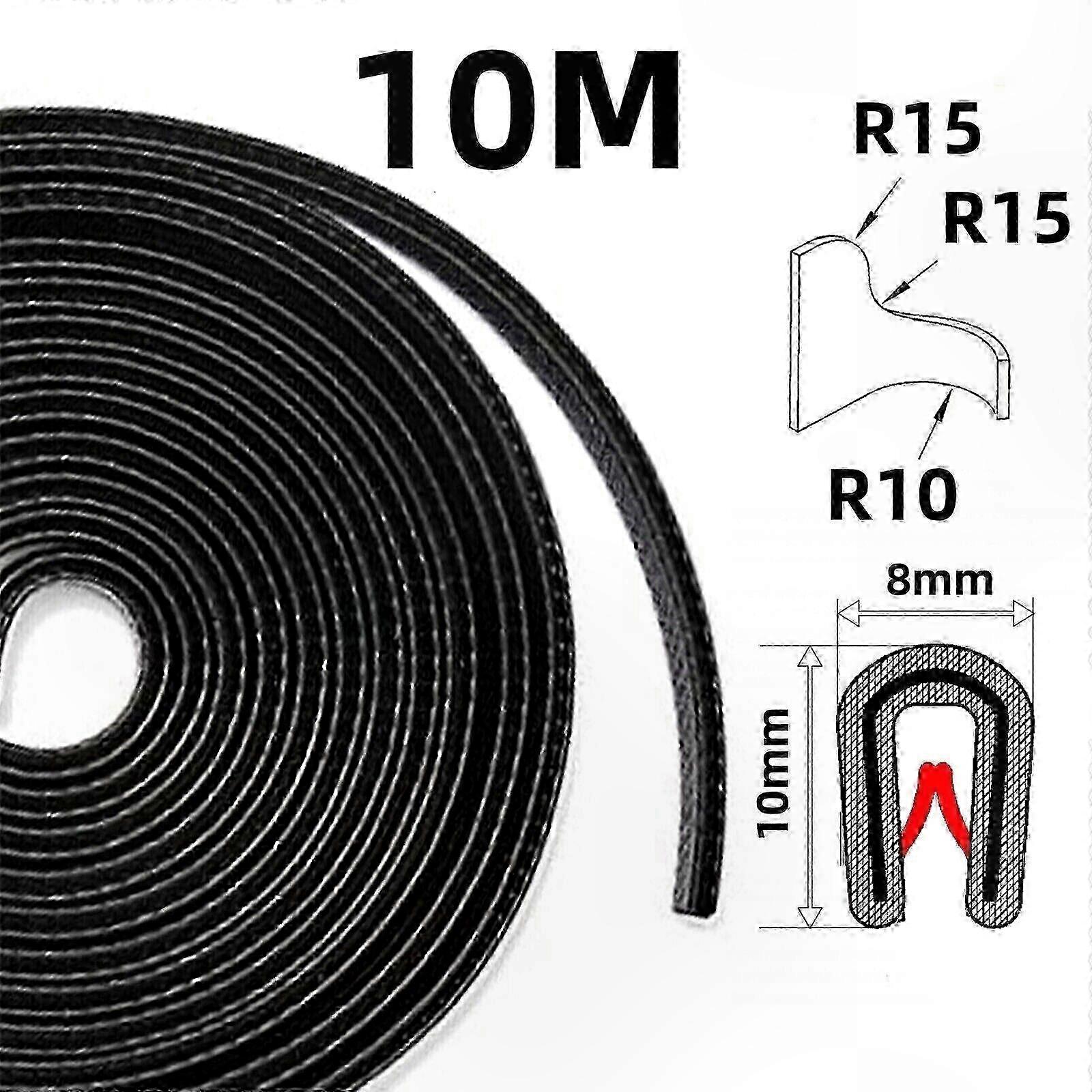 10 M Kantenschutz, Schwarze Gummikante Für Robuste Befestigung, Flexibler Schutzstreifen, Stoßdämpfendes Kantenprofil, Hochbelastbare Klemmplatte, 10 Laufmeter, Für Den Außen- Und Innenbereich, Erhöht