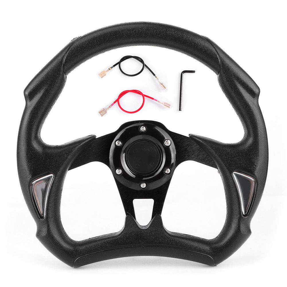 320 Mm/12,5 Zoll Motorsport-lenkrad Mit Hupenknopf, Schwarzes Pvc, Universelles Tuningteil