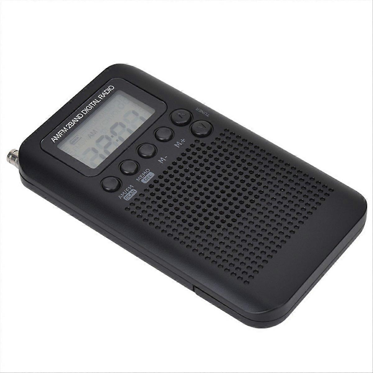 Tragbares Am/fm-taschenradio Mit Lcd-bildschirm, Schwarzem Digitaldisplay-empfänger, Kompakter Handplayer Für Kopfhörer