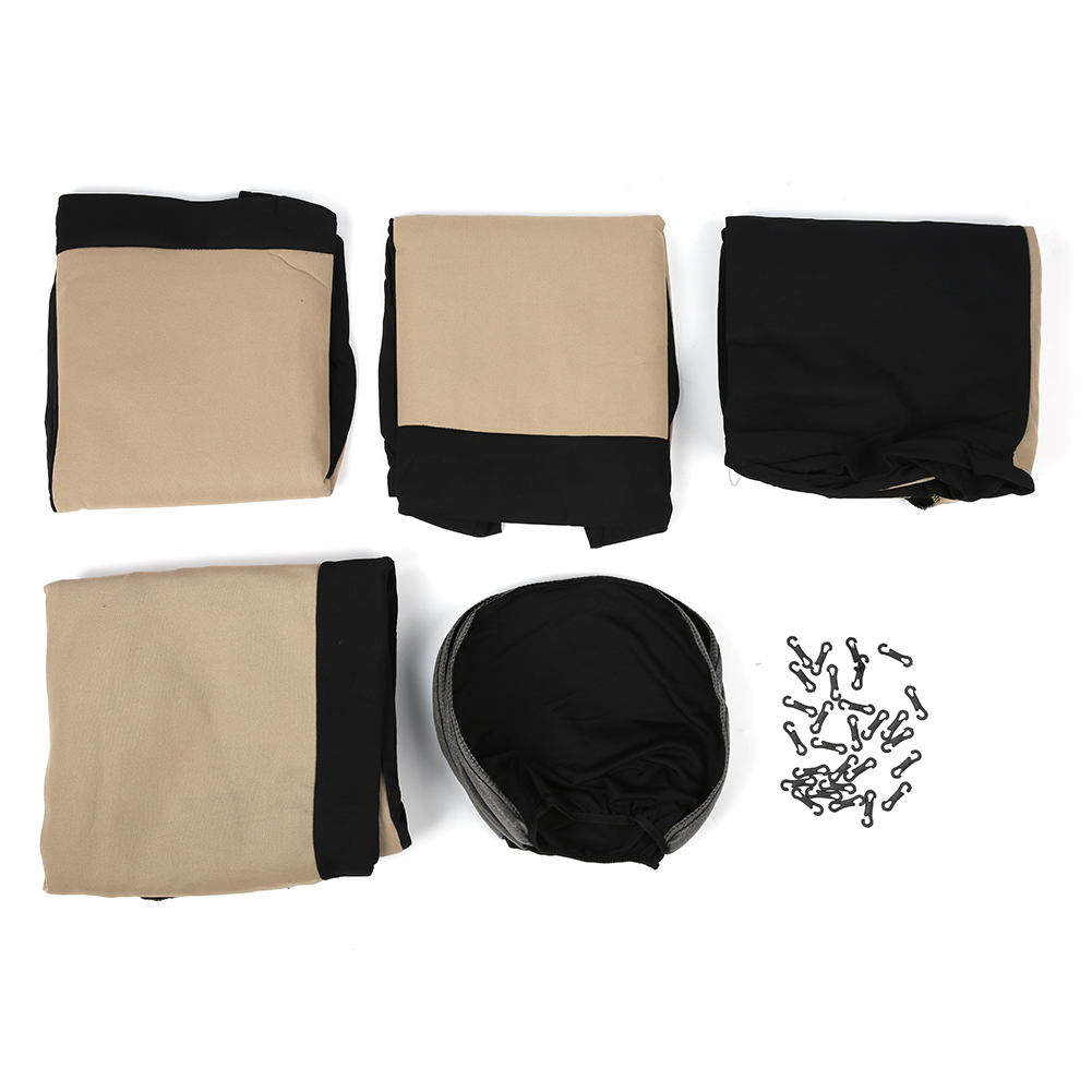 Set Mit 7 Universellen, Bequemen Und Staubdichten Autositzbezügen Mit Hoher Rückenlehne Für Den Fahrzeuginnenraum, Beige Und Schwarz