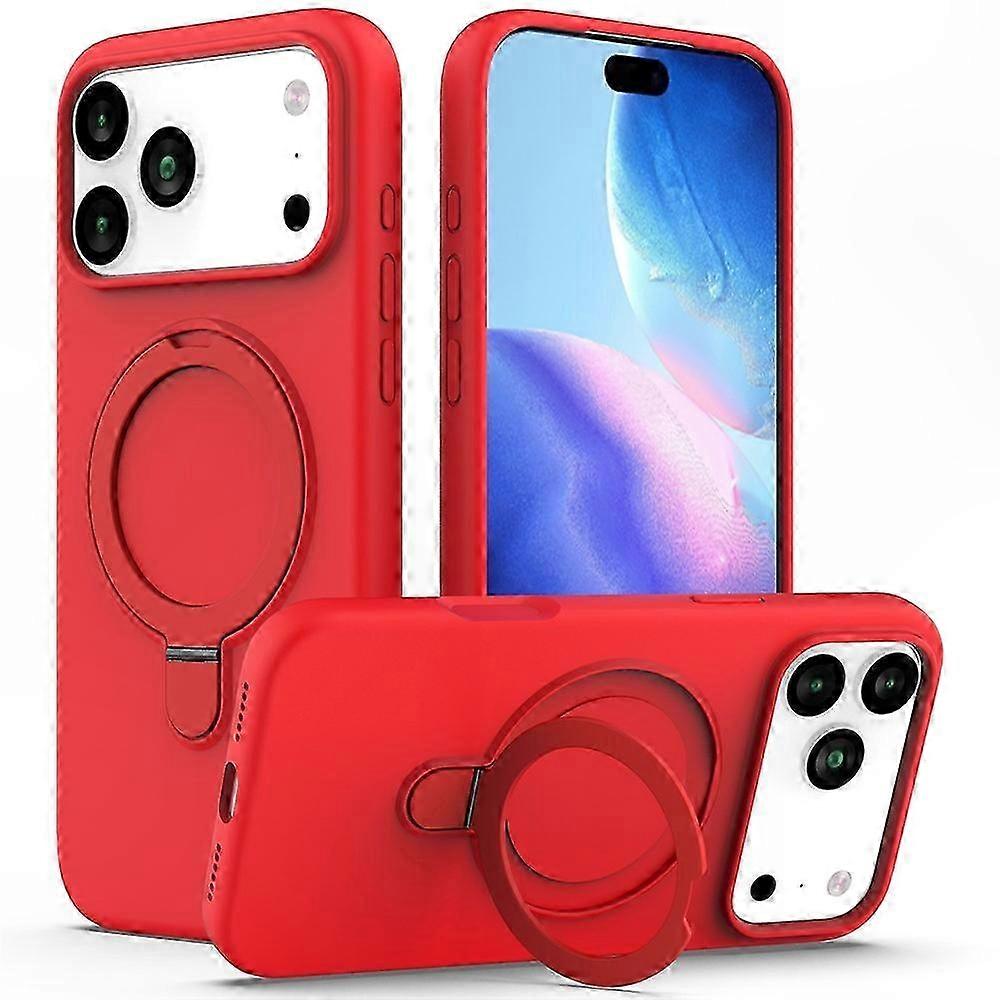 Hybrid-hülle Aus Silikon Und Polycarbonat Mit Integrierter Magsafe-halterung, Kompatibel Mit Iphone 17 Pro, Robuster Schutz, Ausklappbarer Ständer, Soft-touch-oberfläche, Schwarz