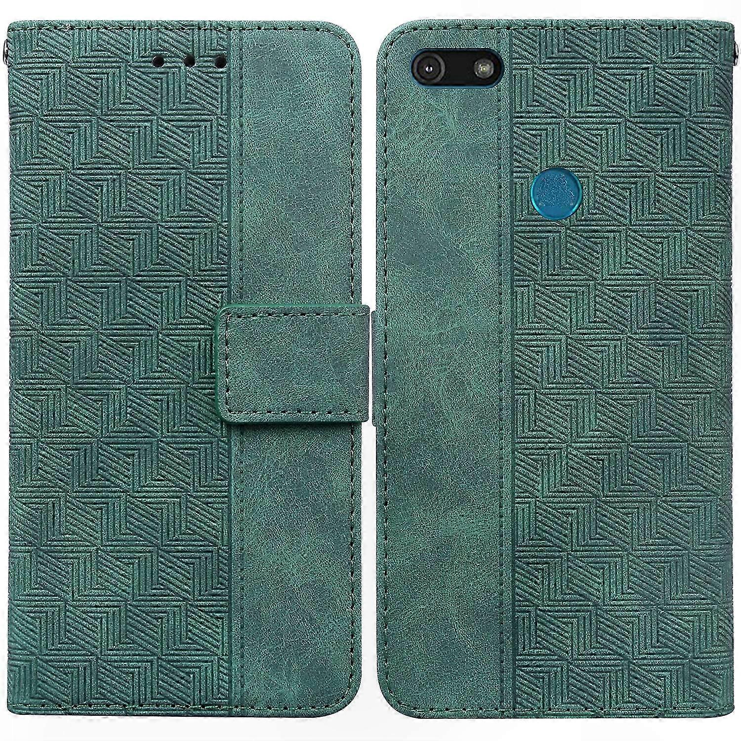 Moto E6 Play Hülle Aus Geometrisch Geprägtem Leder, Schlanke Schutzhülle Für Mobiltelefone, Strukturiertes Muster, Klassisches Schwarz, Robuste Und Elegante Hülle.