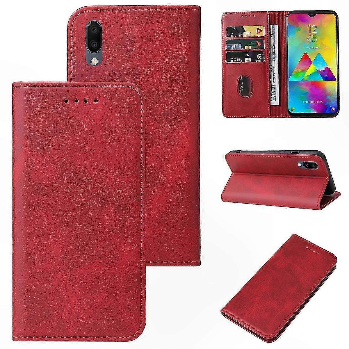 Lederhülle Mit Magnetverschluss Für Galaxy M20, Elegante Schutzhülle, Tasche Mit Magnetklappe, Schwarz, Robust Und Leicht