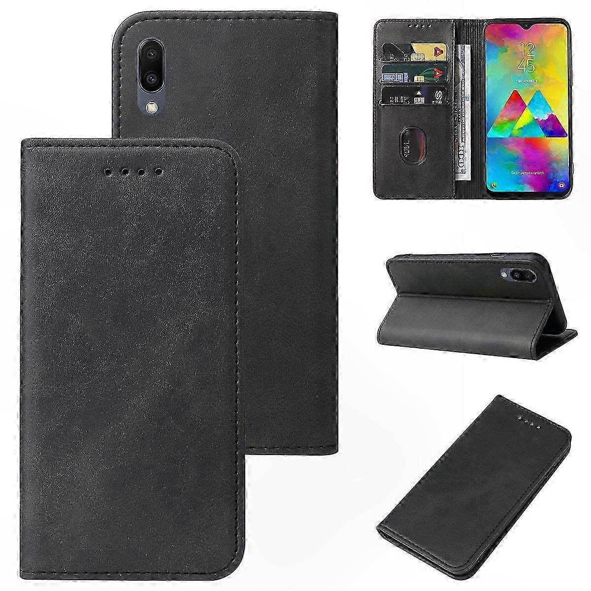 Lederhülle Mit Magnetverschluss Für Galaxy M20, Elegante Schutzhülle, Schwarz, Hochwertige Verarbeitung, Einfacher Zugriff Auf Anschlüsse, Schlankes Und Leichtes Design